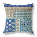 Palacedesigns 16 in. Patch Indoor & Outdoor Zippered Throw Pillow Navy Blue & Orange PA3664094